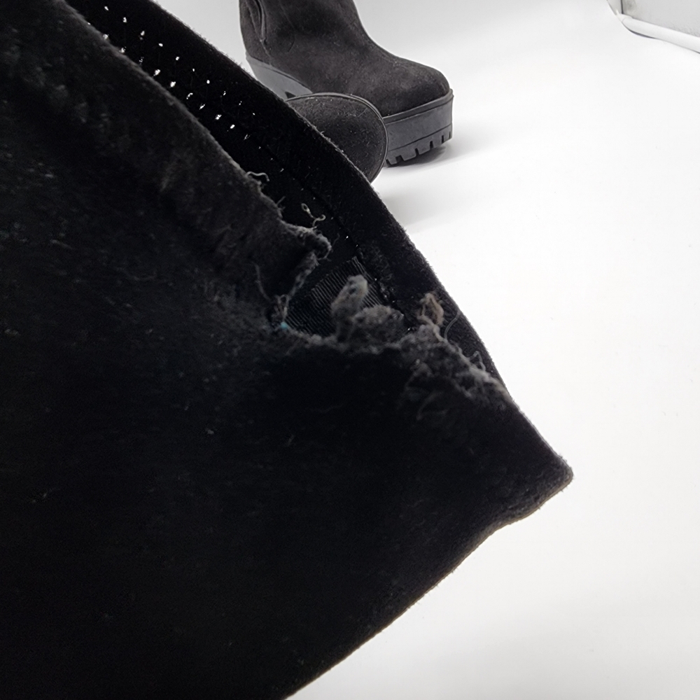 Aus 10 Black Thigh High Platform Faux Suede Boots - Picture 9 of 16
